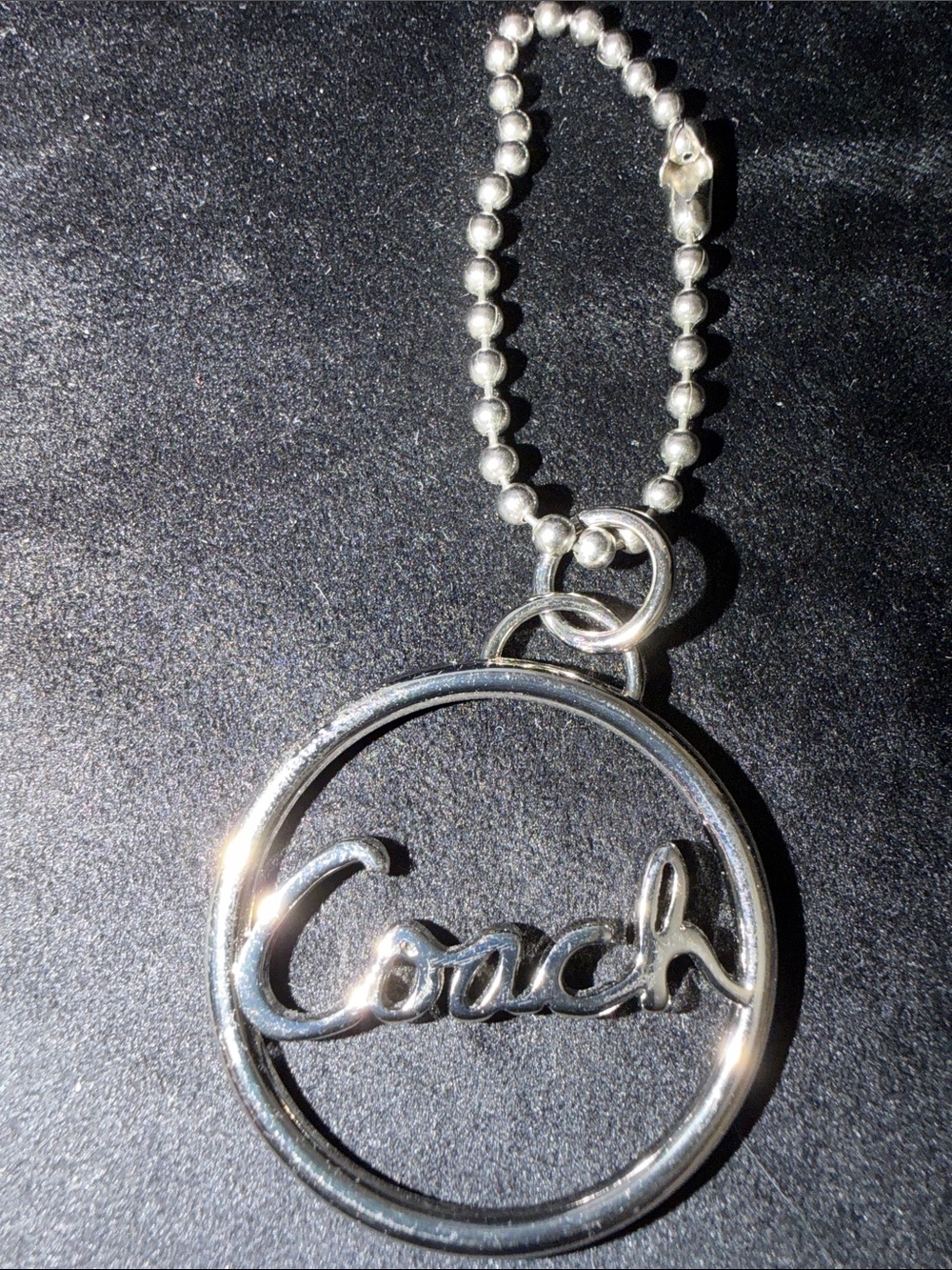 Coach metal Silvertone, round, circular keychain or bag charm/script, Coach - Picture 3 of 3